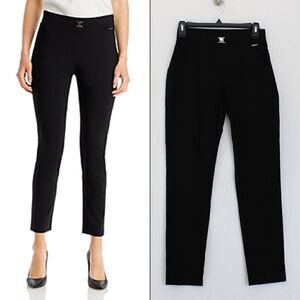 T Tahari Buckle Trim Skinny Leg Pants
